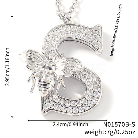 Brass Micro Pave Clear Cubic Zirconia Pendant Necklaces FS-WG7BC7F-12-1