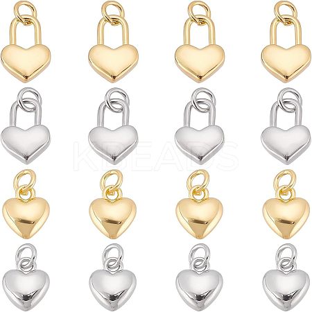 16Pcs 4 Style Rack Plating Real 18K Gold Plated Brass Pendants KK-FH0003-96-1