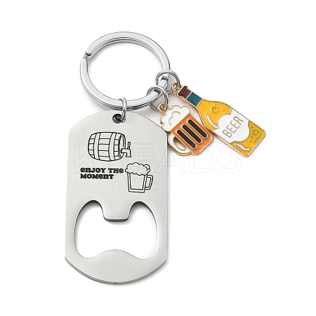 201 Stainless Steel Yellow Enamel Beer Bottle Opener Keychains LS-KEYC-H021-03GP-1