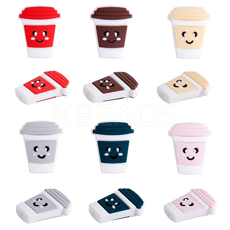 12Pcs 6 Styles Cartoon Smiling Face Water Cup Silicone Beads JX667A-1