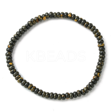 Natural Coffee Jasper Flat Round Beaded Stretch Bracelets for Women BJEW-JB09717-06-1