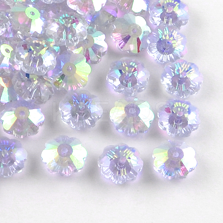 AB-Color Plated Flower Transparent Glass Beads X-GLAA-R160-08AB-1