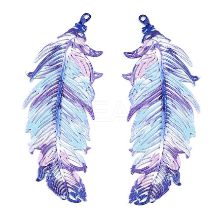 Spray Painted 430 Stainless Steel Filigree Pendants STAS-WH0047-85D-1