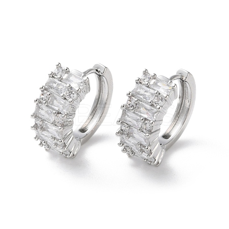 Rack Plating Brass Clear Cubic Zirconia Hoop Earrings EJEW-S241-07P-1