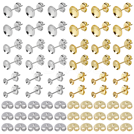 Stainless Steel Half Round Stud Earring Findings STAS-SP0002-03-1