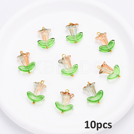 10Pcs Glass Pendants PALLOY-YW00040-02-1