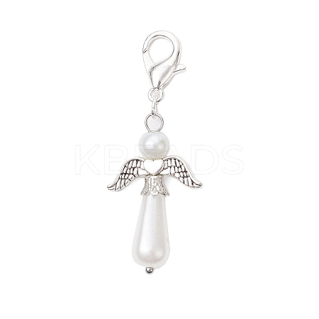Angel Acrylic Imitation Pearl Pendant Decorations HJEW-JM02319-1