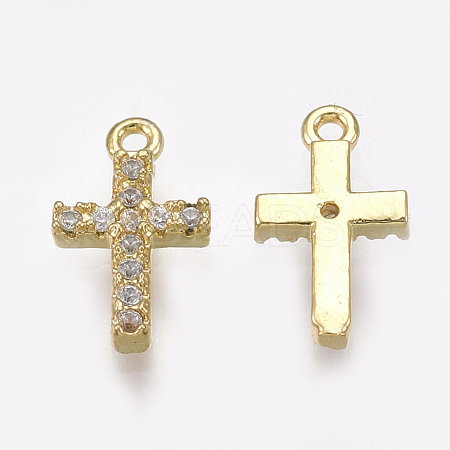 Cubic Zirconia Tiny Cross Charms X-KK-S348-153-1