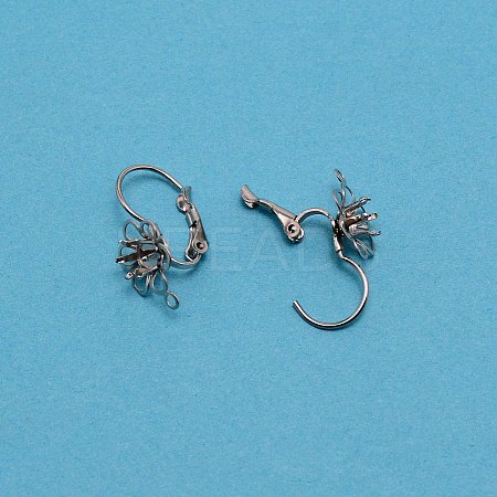 304 Stainless Steel Leverback Earring Cabochon Setting Findings LS-STAS-WH0027-15C-1
