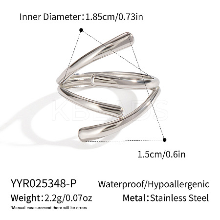 Adjustable 304 Stainless Steel Open Cuff Rings for Women SZ1207-8-1