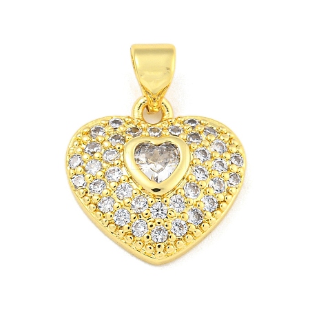 Heart Rack Plating Brass Micro Pave Cubic Zirconia Charms KK-Z053-17G-04-1