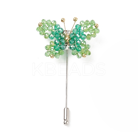 Glass Braided Bead Butterfly Lapel Pin JEWB-TA00005-1
