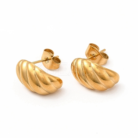 316 Stainless Steel Shell Shape Stud Earrings for Women EJEW-C004-13G-1