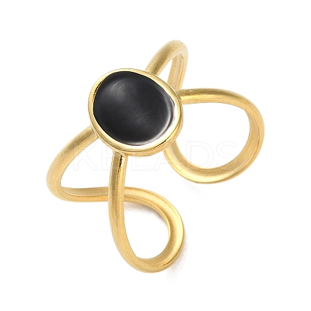 304 Stainless Steel Enamel Cuff Rings RJEW-M171-08G-1