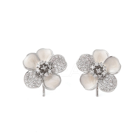 Brass Micro Pave Cubic Zirconia Stud Earrings Findings EJEW-B063-02P-1