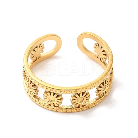 Ion Plating(IP) 304 Stainless Steel Flower Open Cuff Ring Finding STAS-K253-03G-1