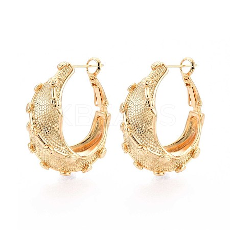 Twist Brass Hoop Earrings EJEW-T047-104G-1