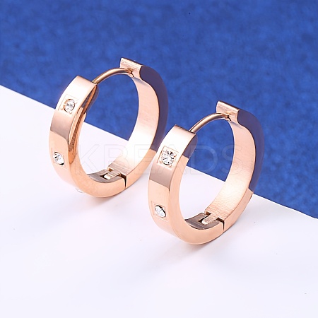 Stainless Steel Hoop Earrings with Cubic Zirconia for Women AP6099-3-1