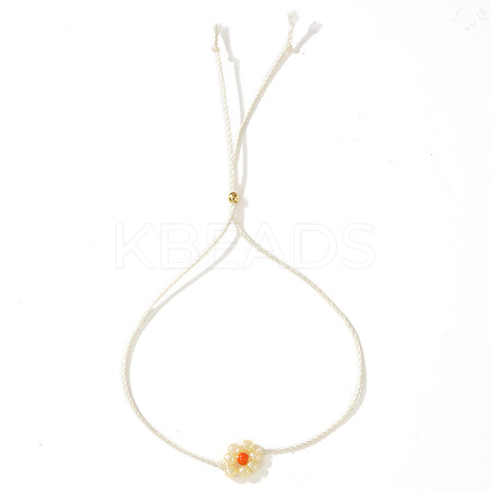 Daisy Charm Glass Seed Bead Slider Bracelets JL6020-3-1