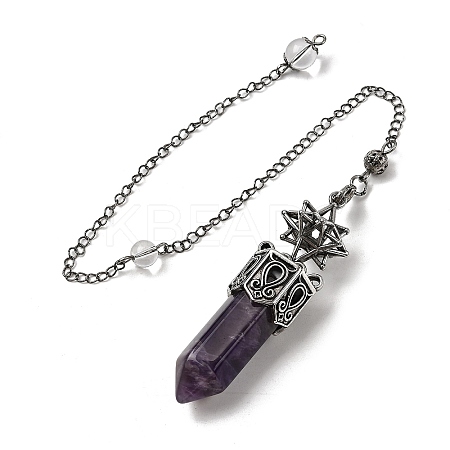 Natural Amethyst Faceted Bullet Pointed Dowsing Pendulums G-B149-14AS-05-1