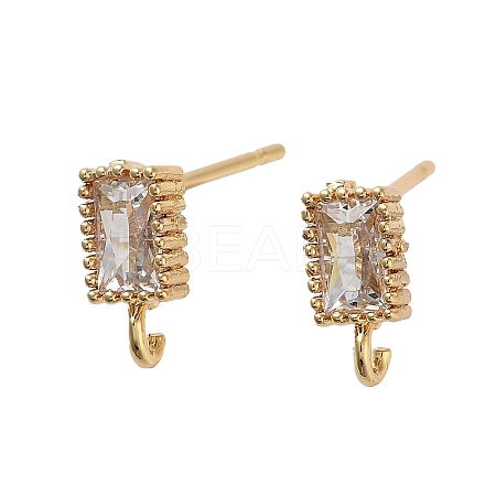 Brass Micro Pave Cubic Zirconia Studs Earrings Finding KK-K364-01G-1