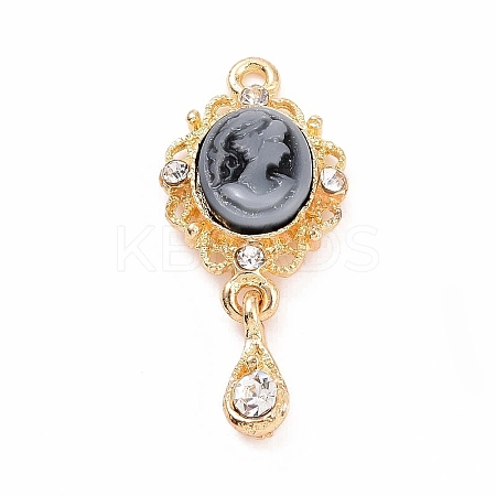 Alloy Cameo Oval Resin Pendants ENAM-M055-38G-02-1