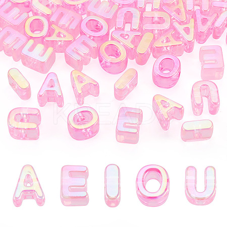 50Pcs 5 Styles UV Plating Rainbow Iridescent Acrylic Beads OACR-TA0004-93D-1