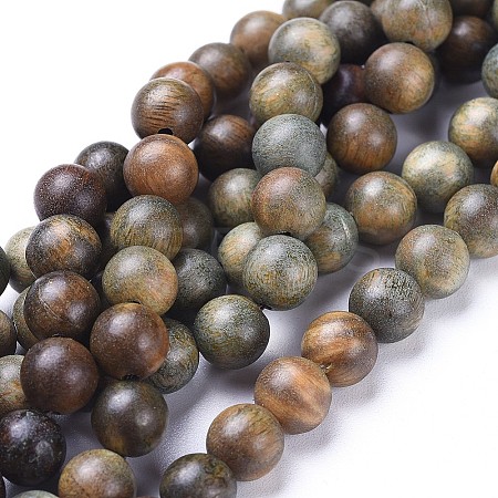 Natural Sandalwood Beads Strands X-WOOD-F008-02-C-1