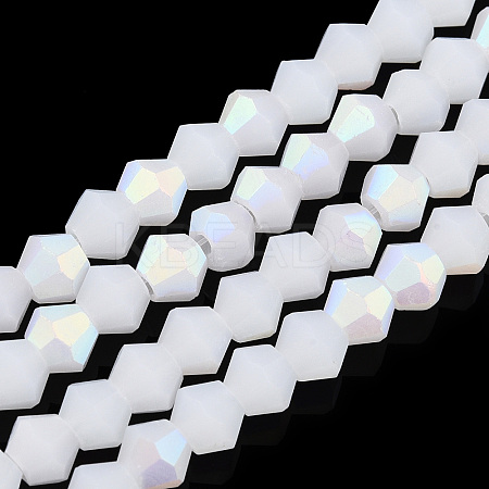 Imitation Jade Bicone Frosted Glass Bead Strands LS-GLAA-F029-JM4mm-A06-1
