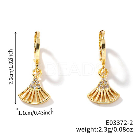 Fan-shaped Brass Rhinestone Hoop Earrings SE3801-2-1