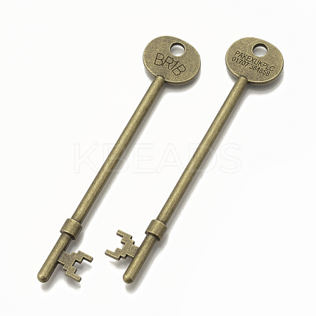Tibetan Style Alloy Skeleton Key Big Pendants TIBEP-Q040-031AB-NR-1