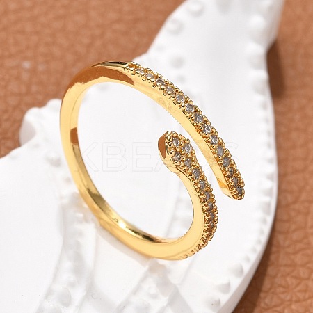 Brass Micro Pave Cubic Zirconia Finger Rings RJEW-C120-30A-G-1