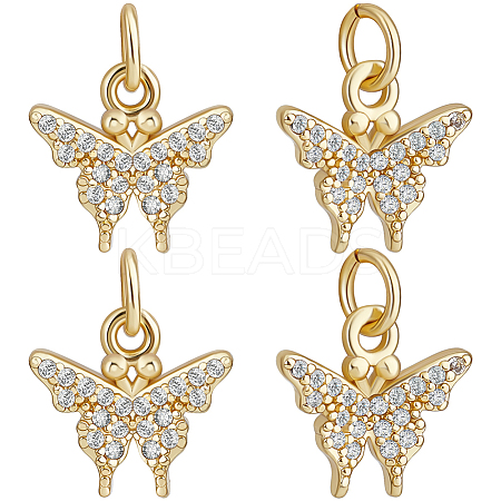 6Pcs Brass Micro Pave Cubic Zirconia Charms KK-BBC0016-80B-1