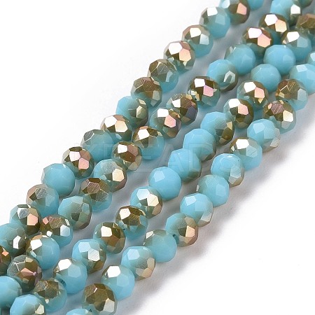 Electroplate Opaque Solid Color Glass Beads Strands EGLA-A034-P4mm-J03-1