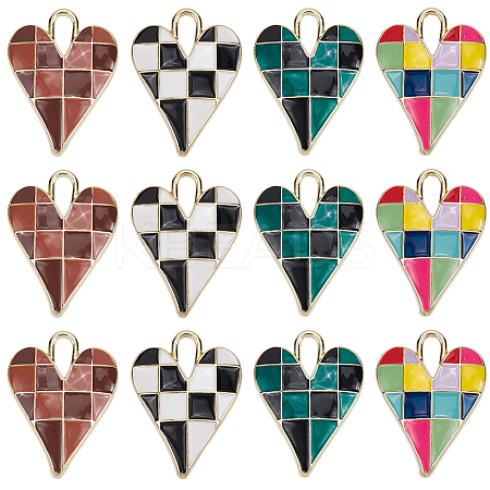 16Pcs 4 Colors Rack Plating Alloy Enamel Pendants ENAM-SC0006-48-1
