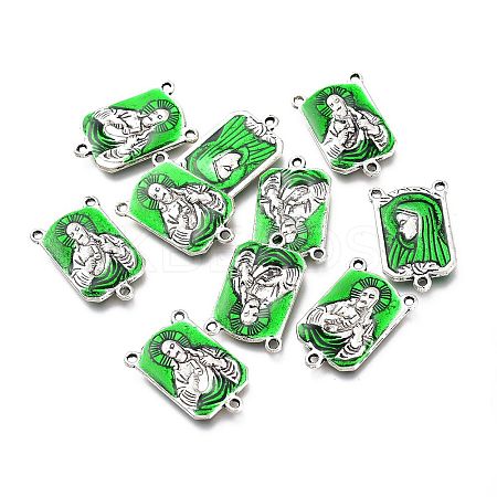 Antique Silver Plated Alloy Enamel Links LS-ENAM-H325-01AS-1