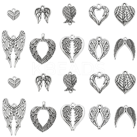 100Pcs 10 Styles Tibetan Style Alloy Charms TIBEP-CJ0002-42-1