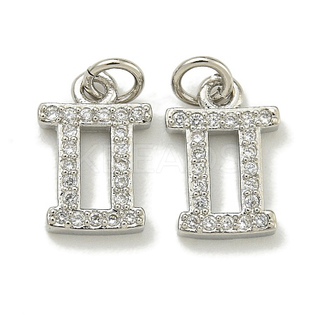 Rack Plating Brass Micro Pave Cubic Zirconia Pendants KK-K386-02E-P-1