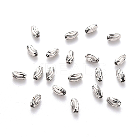 Tarnish Resistant 201 Stainless Steel Corrugated Beads STAS-S103-16A-P-1