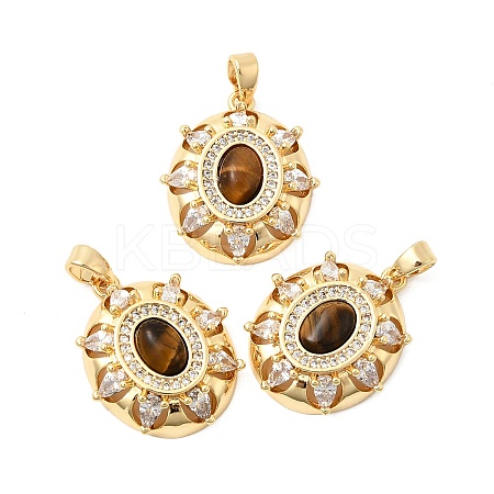 Natural Tiger Eye Pendants KK-G553-06G-1