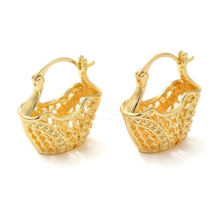 Hollow Basket Brass Hoop Earrings for Women EJEW-G399-03C-G-1