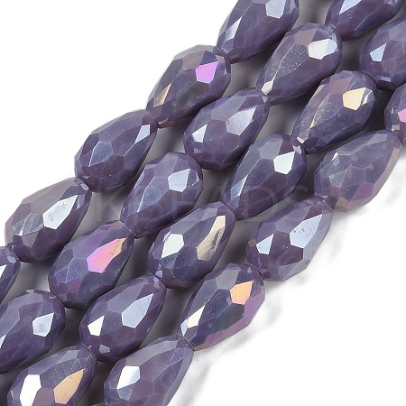 Opaque Solid Color Electroplate Glass Beads Strands LS-EGLA-N013-P6mm-B09-1
