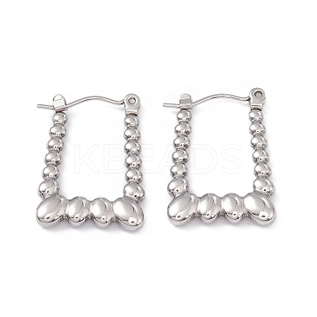 Non-Tarnish 304 Stainless Steel Beaded Trapezoid Hoop Earrings for Women EJEW-B018-04P-1