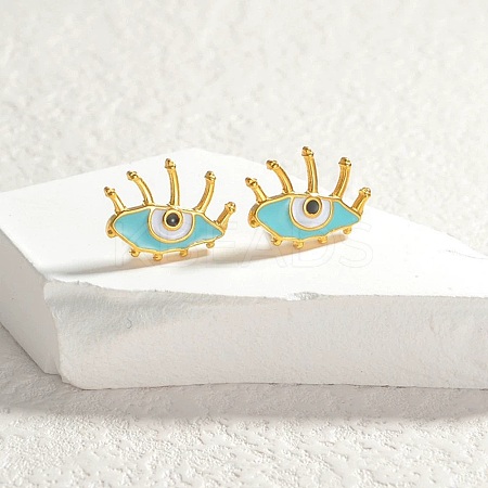 304 Stainless Steel Enamel Stud Earrings for Women EJEW-M095-05G-1