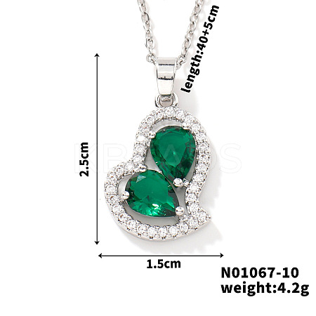 Elegant and Unique Style Brass & Glass Lock Collar Heart Pendant Necklaces for Women FN1868-10-1