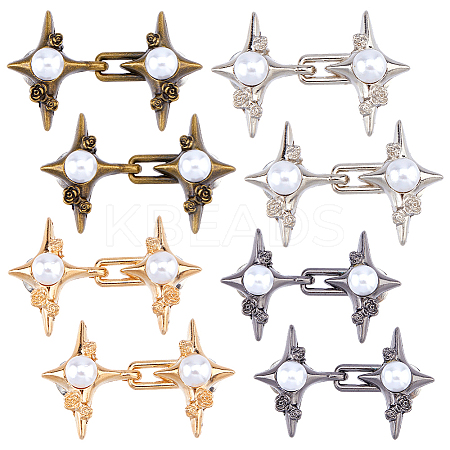 8 Pairs 4 Colors Star Zinc Alloy & Resin Adjustable Jean Button Pins FIND-FH0016-81-1