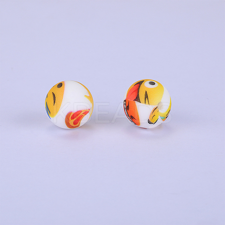Printed Round Silicone Focal Beads SI-JX0056A-98-1