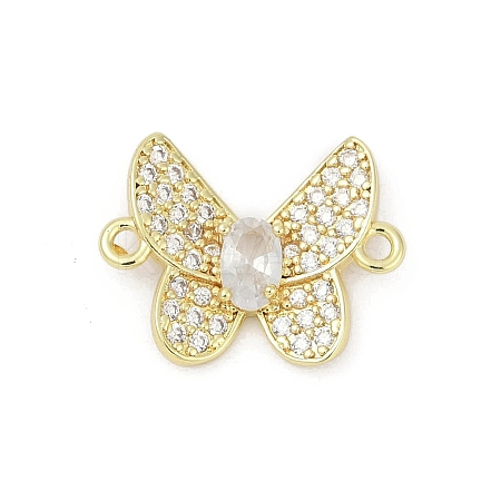 Brass Clear Cubic Zirconia Butterfly Connector Charms KK-D317-140G-1