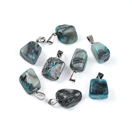 Natural Agate Dyed Nuggets Pendants G-Q996-27-01-1