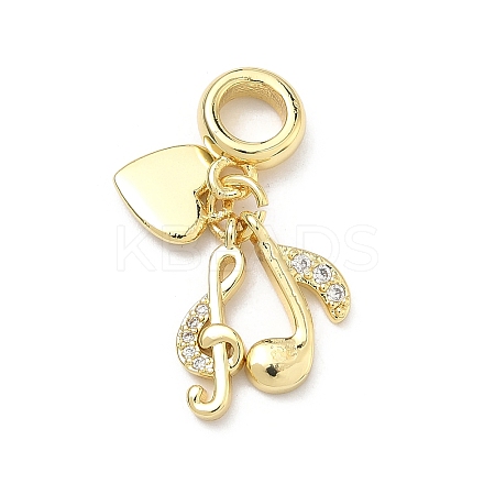 Brass Micro Pave Clear Cubic Zirconia European Dangle Charms KK-P345-50G-1